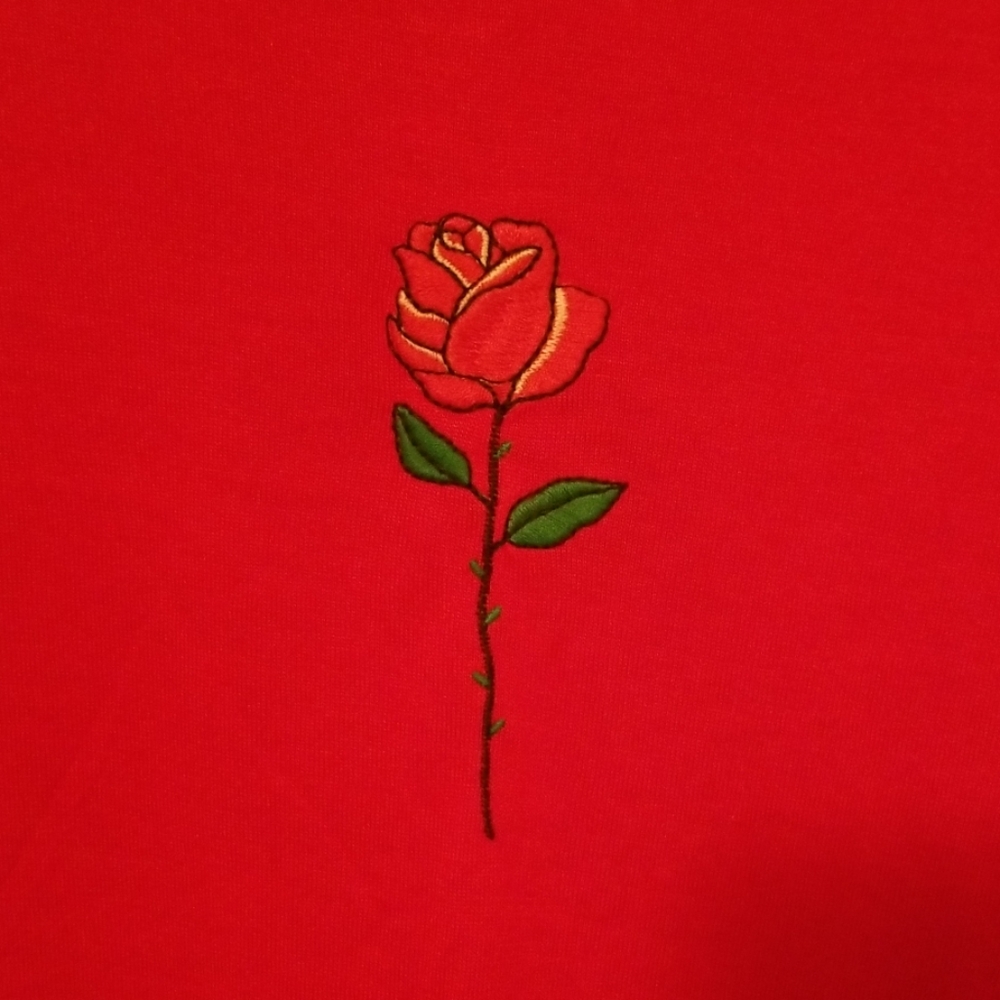 Red Rose Embroidered Tshirt - Picture 2 of 7